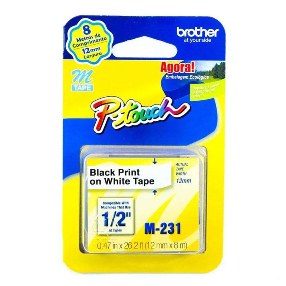 Fita para Rotulador M231 12mmX8m Branca - Brother