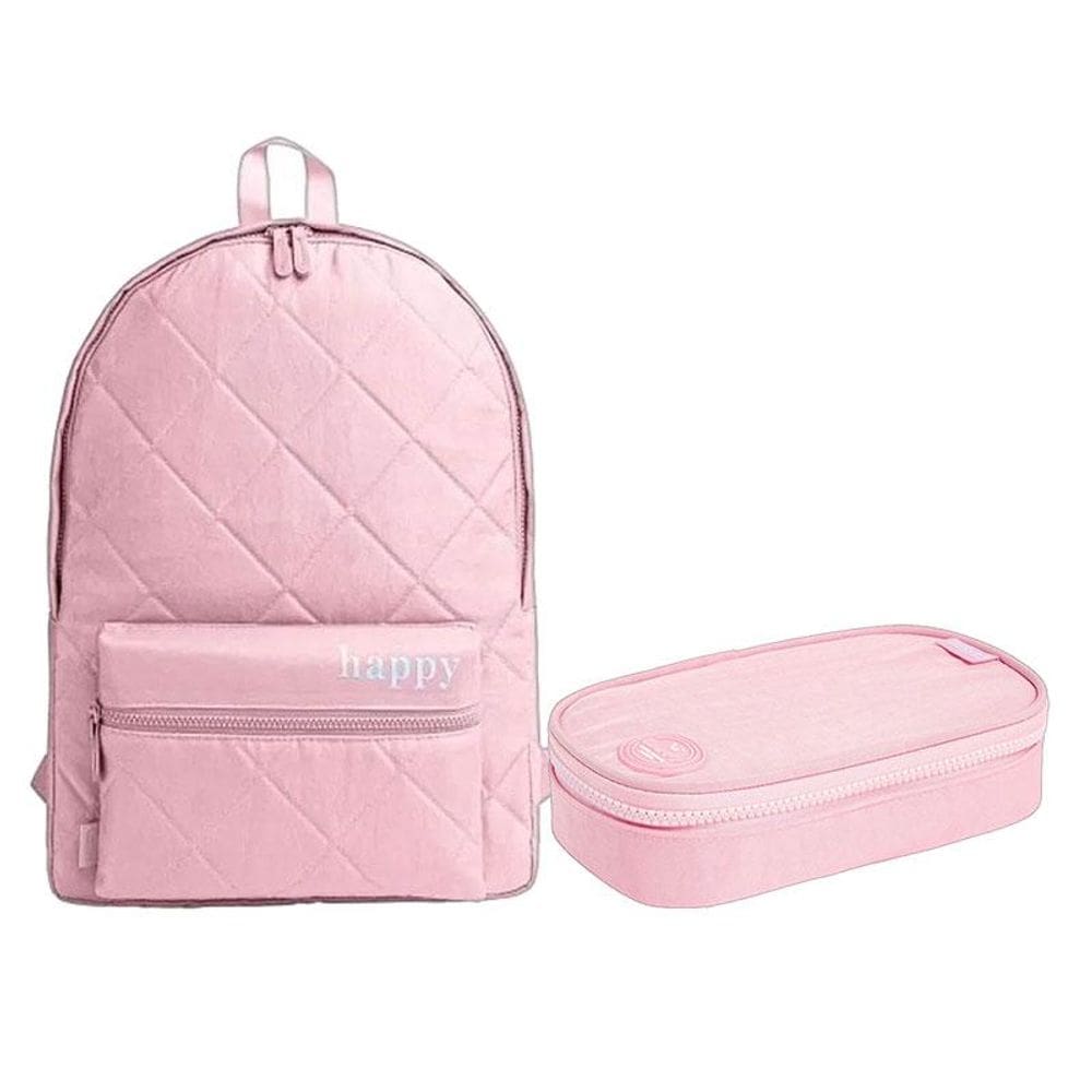 Kit Mochila e Estojo Escolar Infantil Minibox Happy Rosa - Tilibra