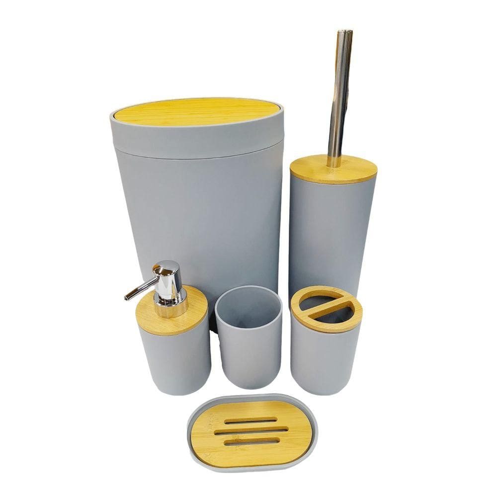 Kit de Banheiro com 6 Peças N2443811 Cinza - Quanhe