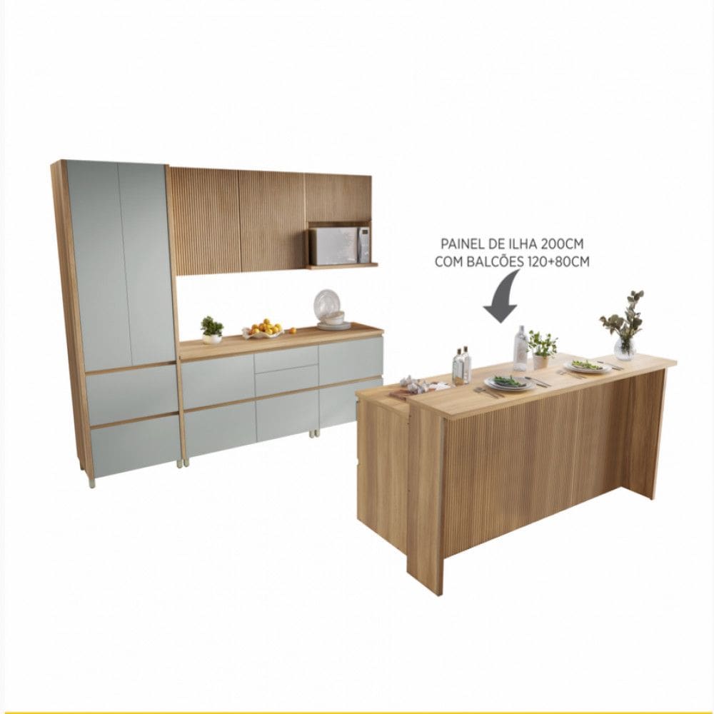 Cozinha 8 Peças Nesher Rainha Gourmet Ripado 100 Mdf