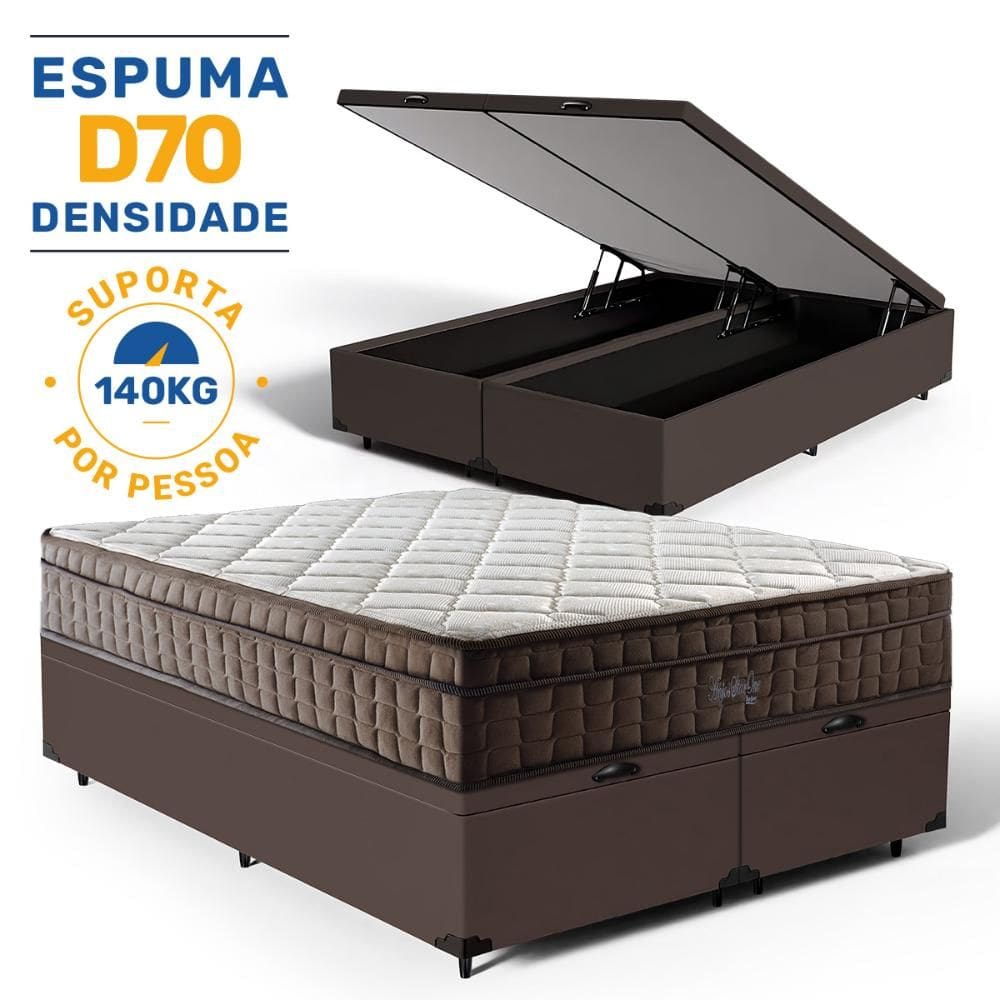 Cama Box Baú com Colchão de Espuma D70 Pillow In Ultra Dream Anjos Queen 158cm