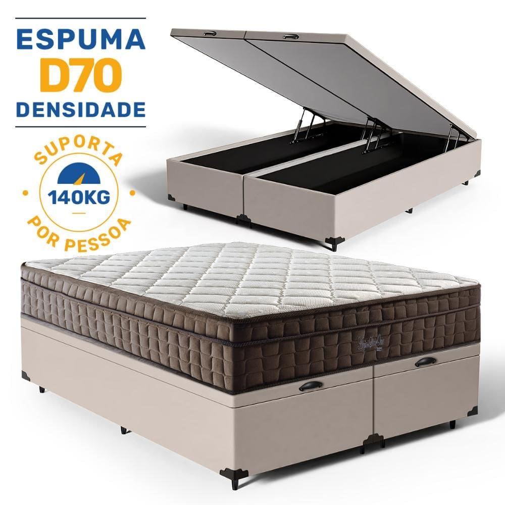 Cama Box Baú com Colchão de Espuma D70 Pillow In Ultra Dream Anjos Queen 158cm