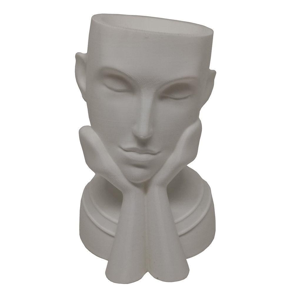 Rosto Enfeite Decoração Impressão 3d Porta Objeto Vaso 14 Cm Sala Branco