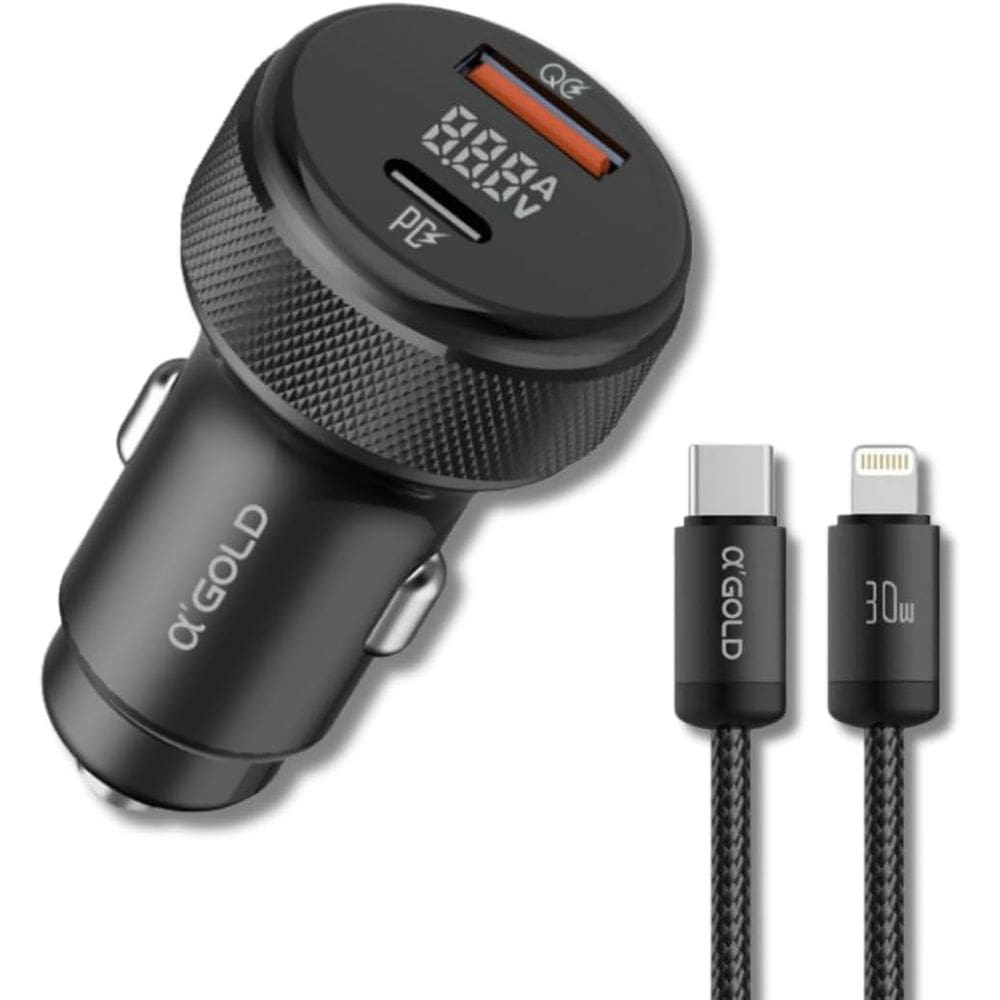 KIT Carregador Veicular Turbo Dual Port 60W Tipo C Linha Premium Entrada Tipo C/ Saida Tipo C