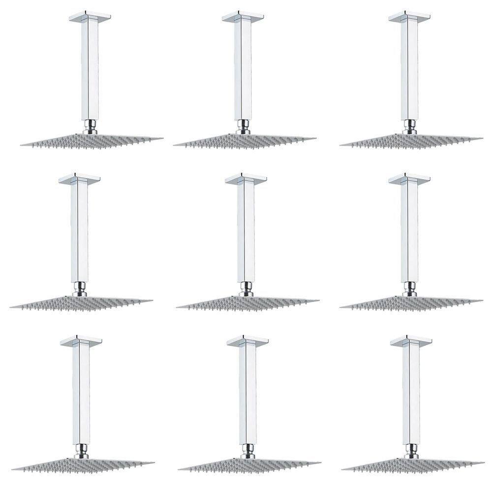 Chuveiro Ducha Teto Kit 9 Uni Inox 20x20 Slim Quadrado Banheiro Piscina Box Area Externa