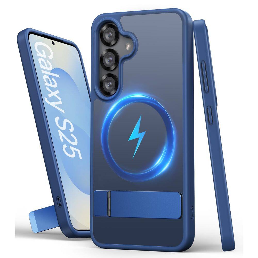 Capa de telefone SIXBOX para Samsung Galaxy S25 com suporte azul