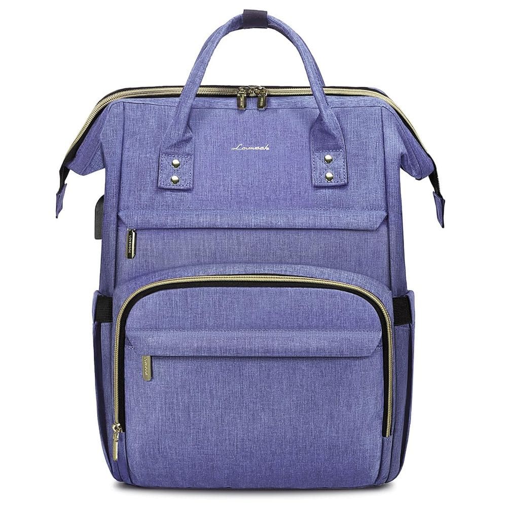 Mochila para laptop LOVEVOOK para mulheres de 15,6” impermeável azul-violeta