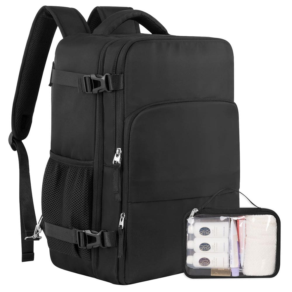 Mochila de viagem Sinaliy Carry on Flight para laptop de 17,3 polegadas preta