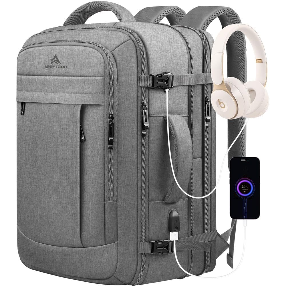 Mochila AREYTECO Carry On 50L para viagens com laptop de 17” cinza