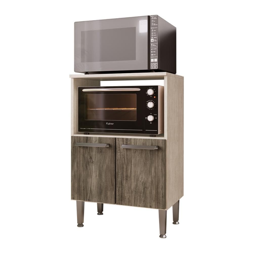 Balcão de Cozinha para Forno e Microondas 2 Portas Arte Cas 60cm Rústico/Carvalho