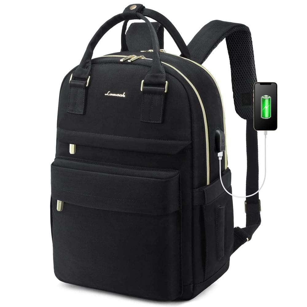 Mochila para laptop LOVEVOOK para mulheres de 15,6” com porta USB à prova d`água