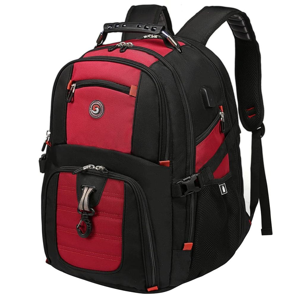 Mochila de viagem para laptop SHRRADOO Extra Large 50L vermelha 17 polegadas