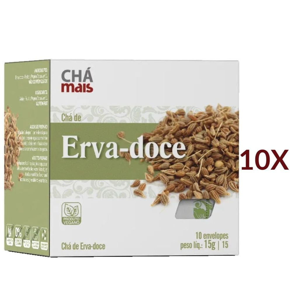 Chá Erva doce Cx. com 10 Sachês Vegano Kit 10