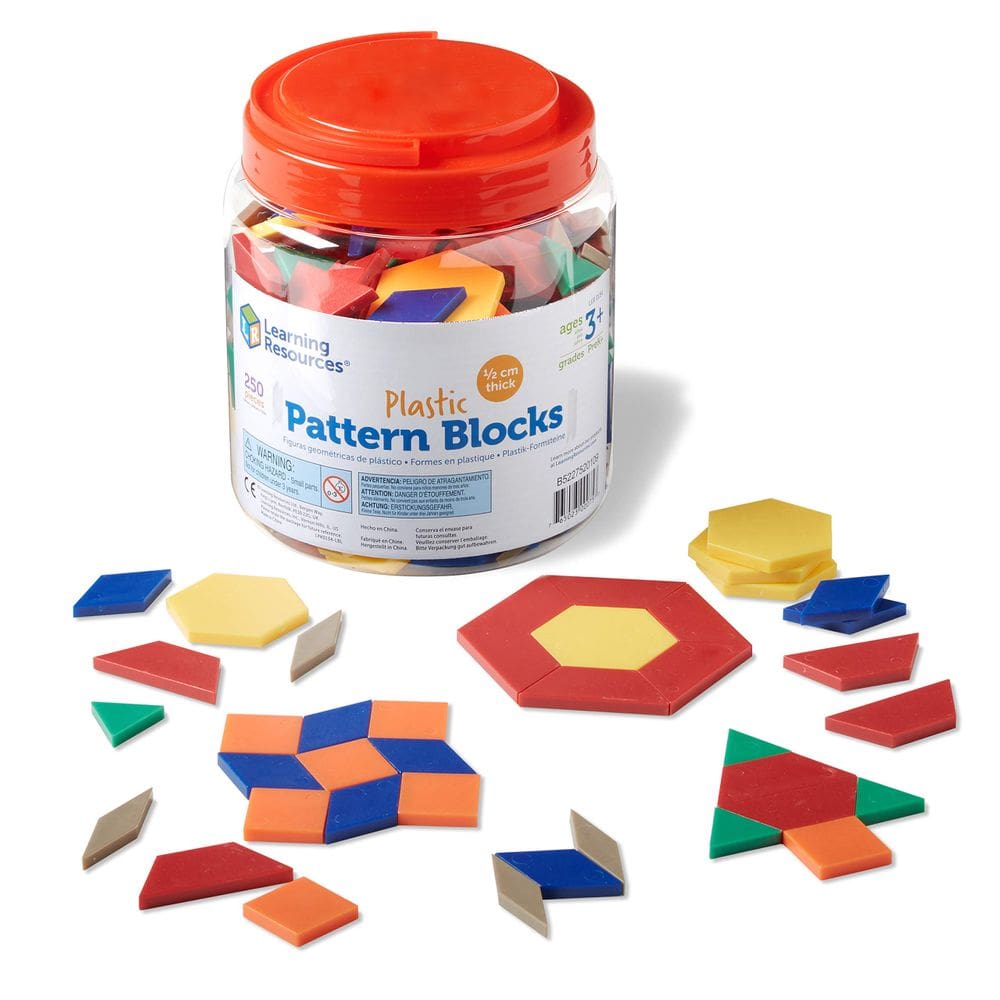 Conjunto de blocos de padrões, recursos de aprendizagem, plástico, 250 unidades
