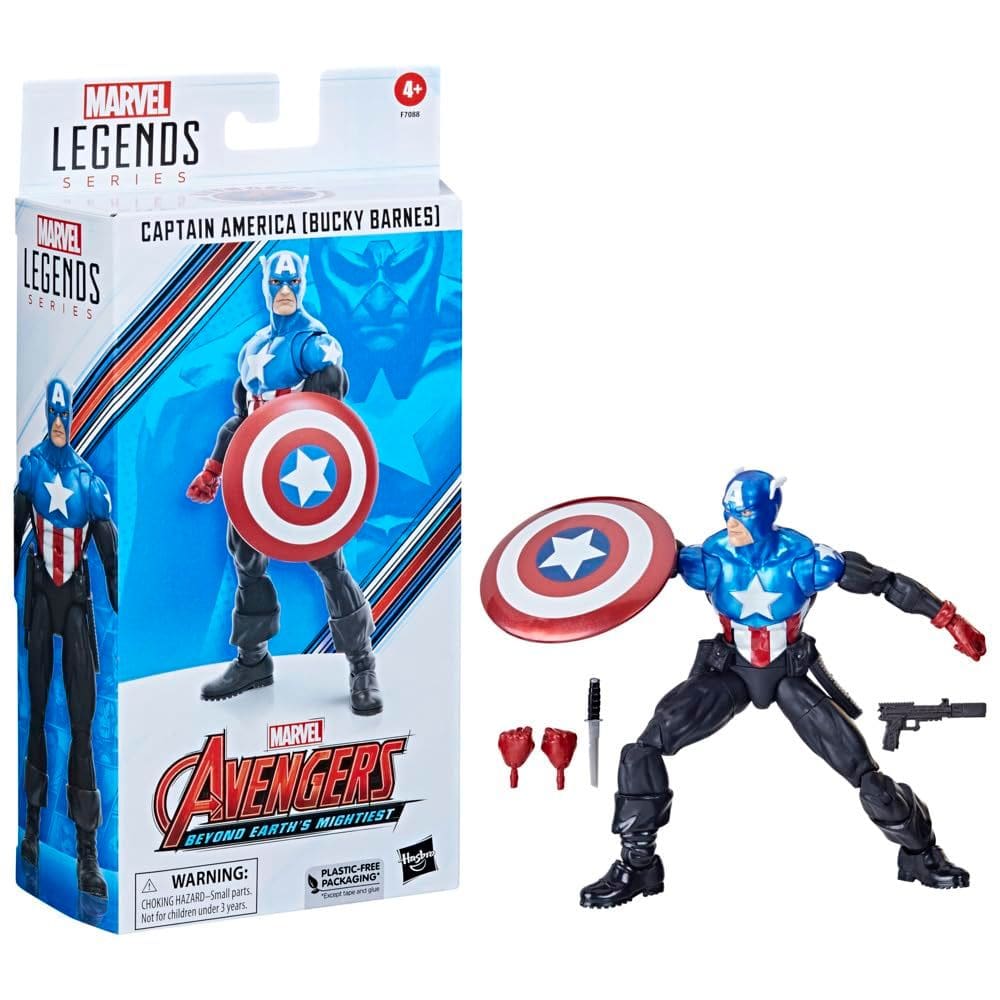 Boneco de ação Avengers Marvel Legends Captain America Bucky