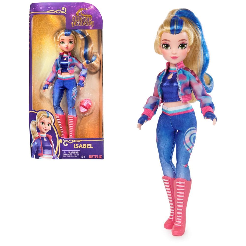 Boneca Unicorn Academy Isabel com cabelo destacado 24 cm com acc