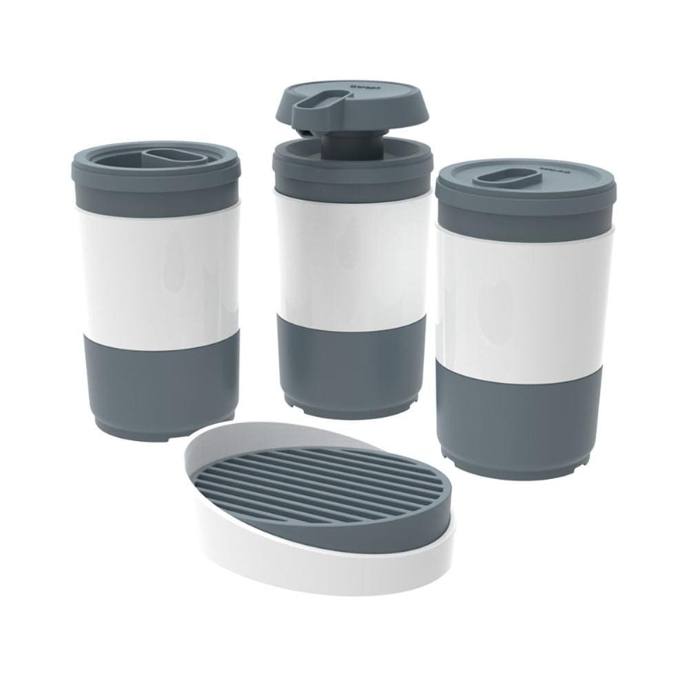 Kit 4 pç Grafite Porta Escova Algodão Sabonete Líquido Barra Conjunto para Banheiro Code Crippa