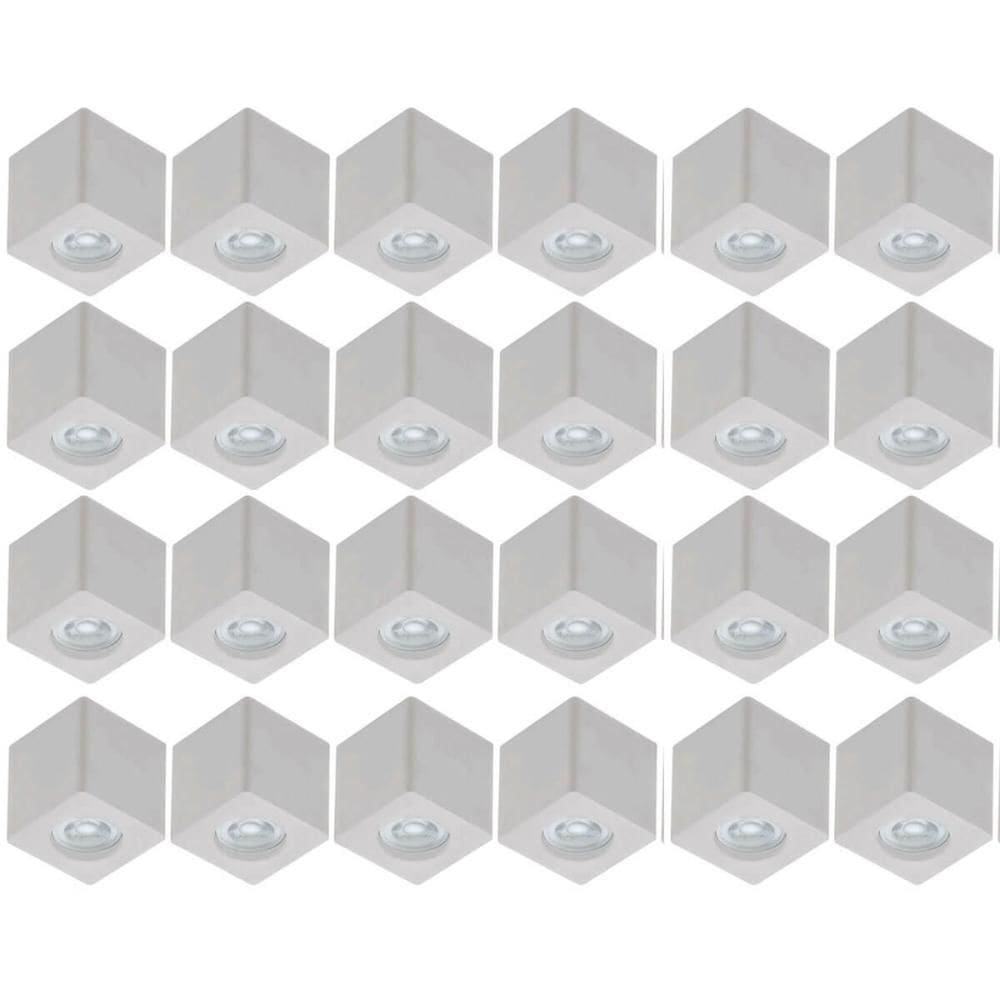 Kit 24 Spots Sobrepor Quadrados Luminárias de Teto Baixas Brancas MR16 Zoom Dital