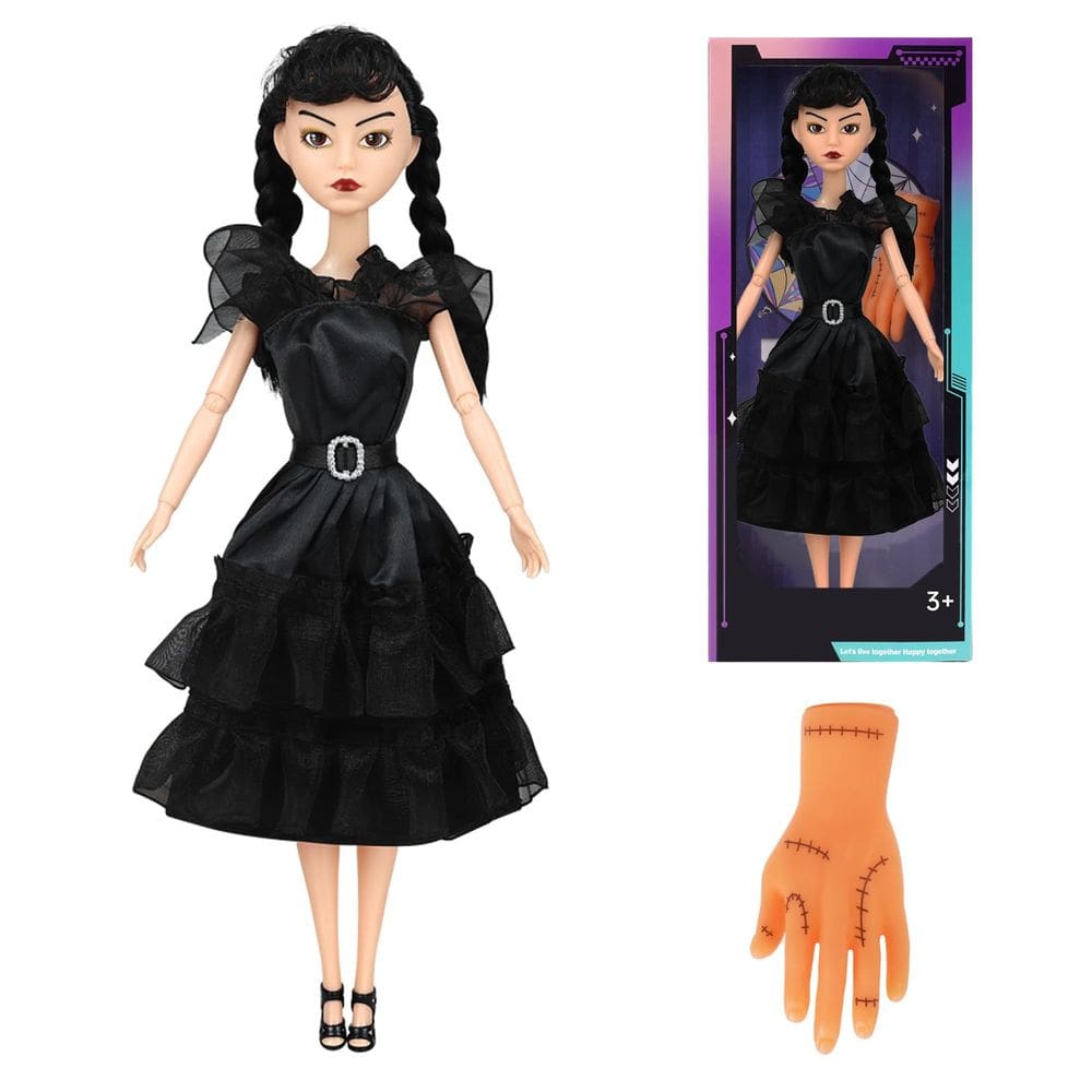 Boneca moderna TTSUIMILESS de 11,5” com vestido preto e salto alto