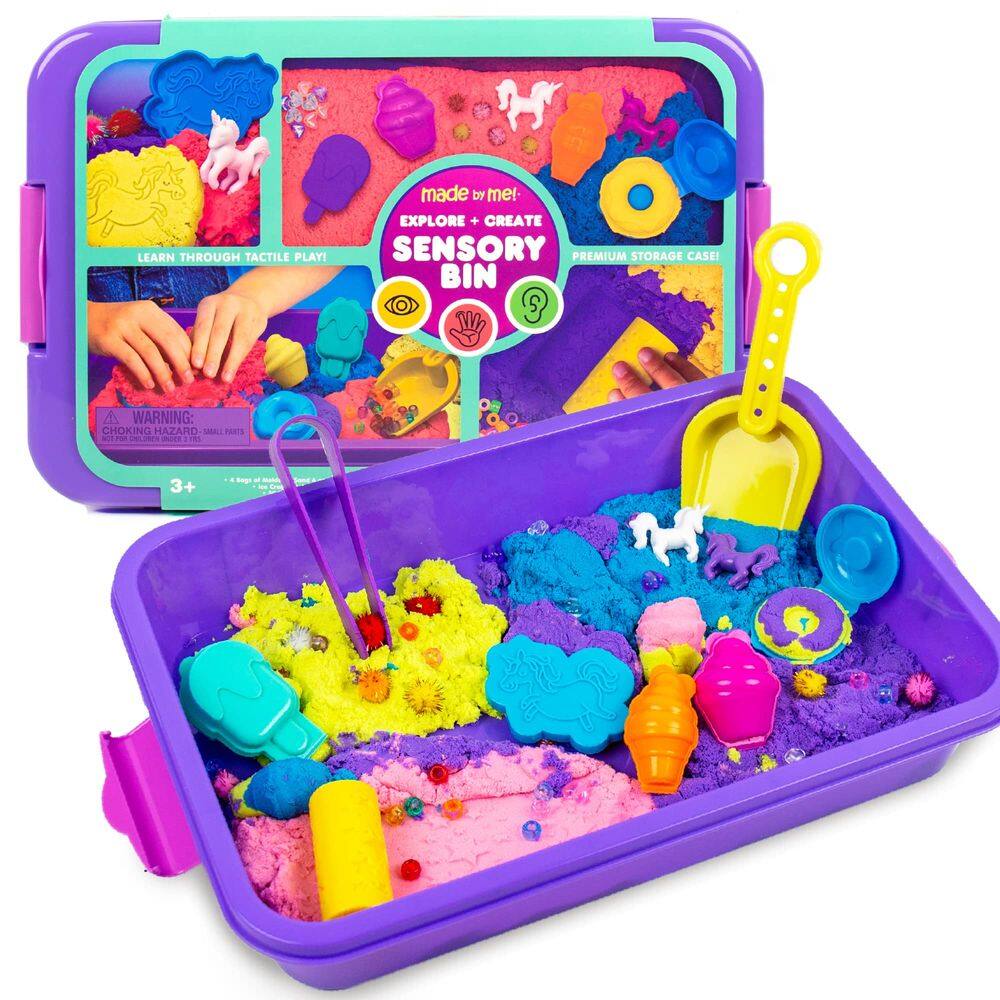 Caixa sensorial feita por mim Explore + Create Unicorn para crianças pequenas