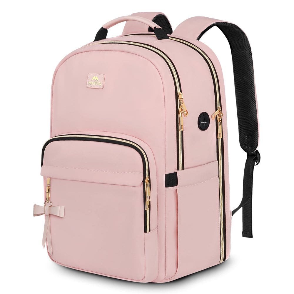 Mochila MATEIN para laptop de 17 polegadas rosa resistente à água para mulheres