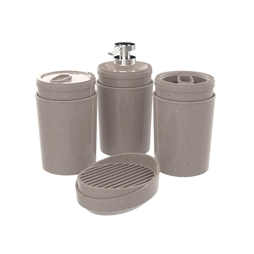 Kit 4 pç Arenita Porta Escova Algodão Sabonete Líquido Barra Stone Crippa Conjunto para Banheiro