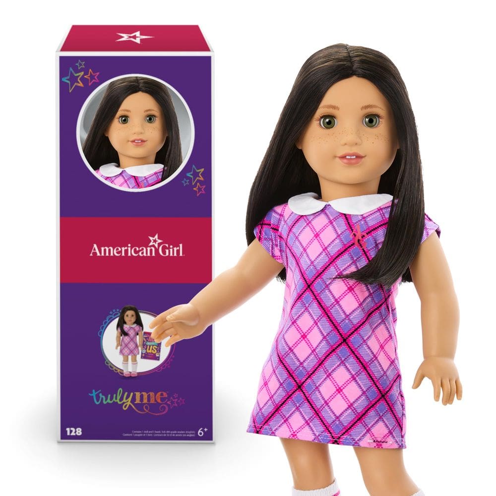 Boneca American Girl Truly Me de 18 polegadas #128 com olhos verdes