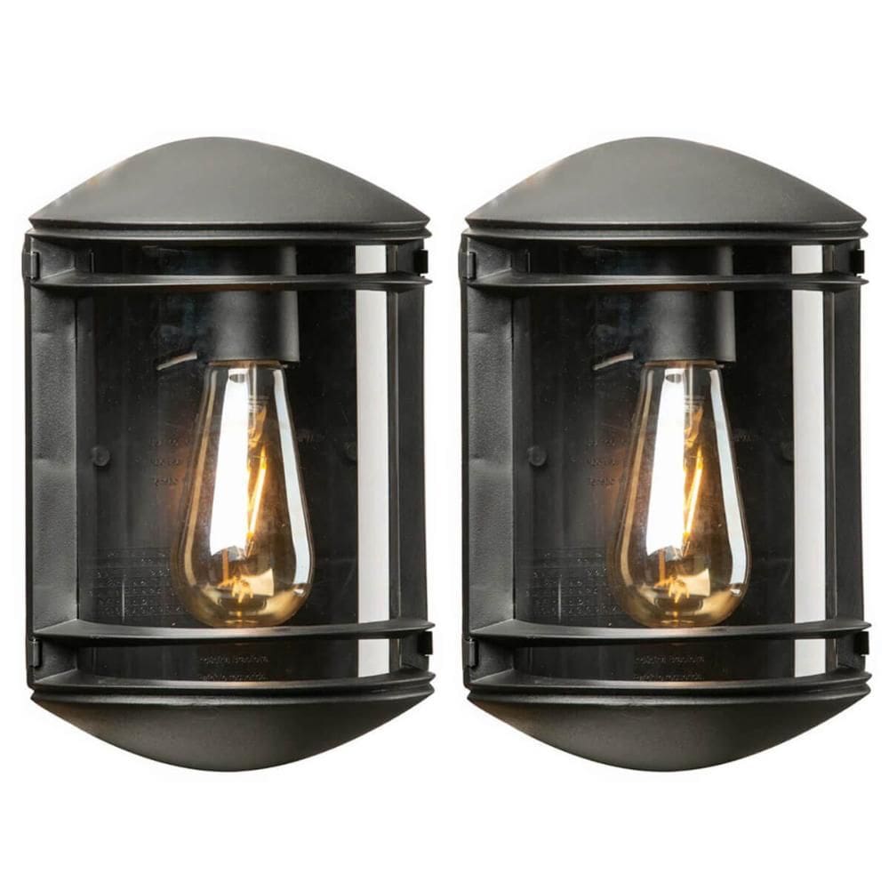 Kit 2 Arandelas Bivolt Externa Interna Preta 19x25cm Luminária Parede Elegance Dital