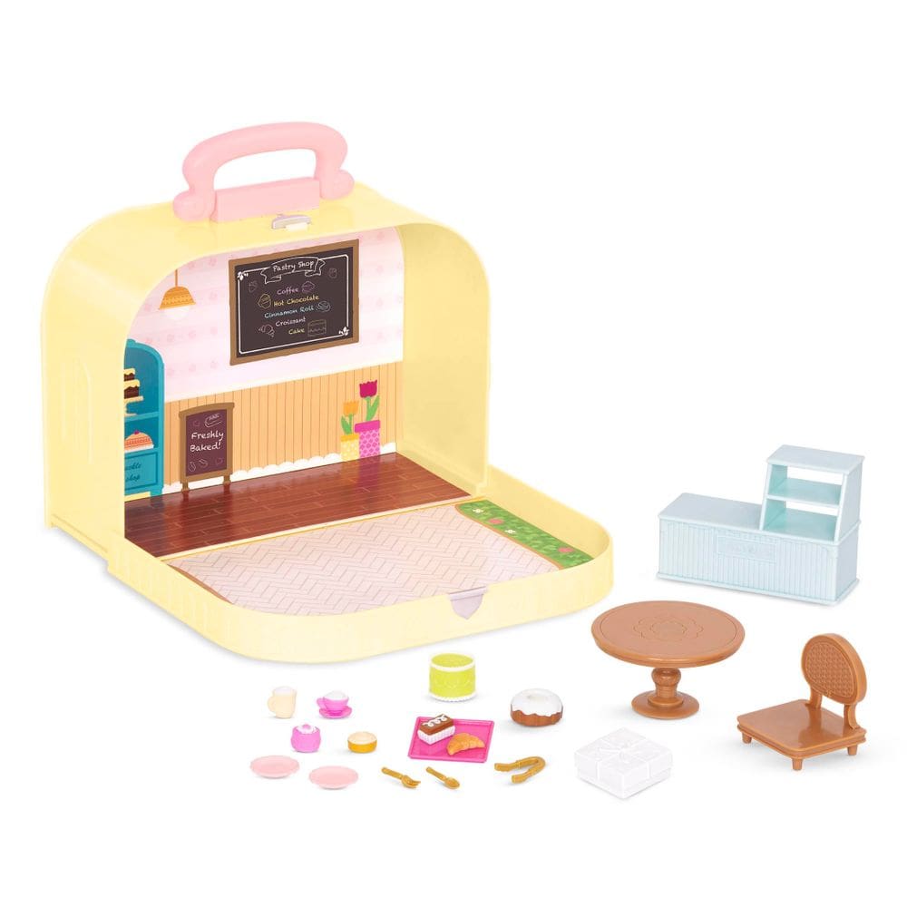 Confeitaria Playset Li`l Woodzeez com mala de viagem de mais de 3 anos