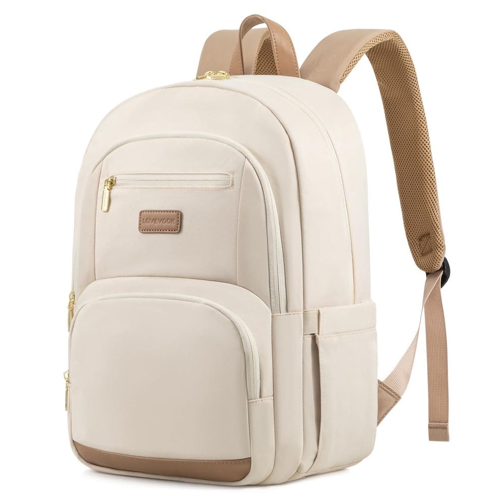 Mochila LOVEVOOK Travel Laptop impermeável de 15,6 polegadas bege