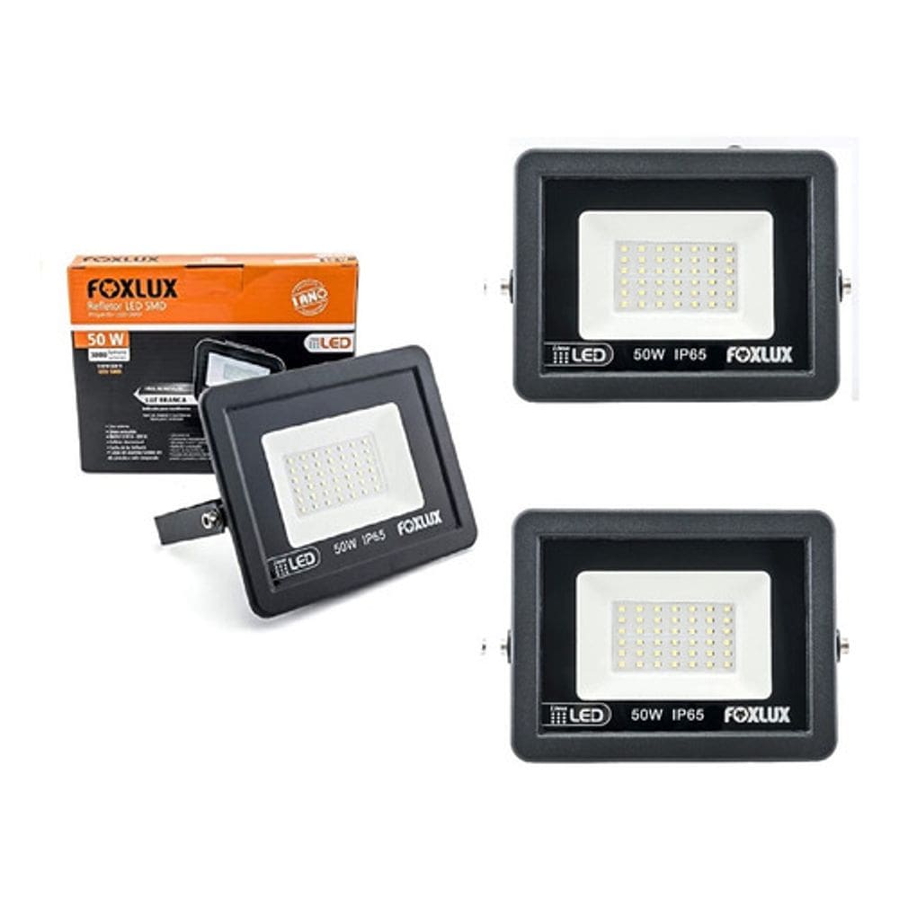 Kit 3 Refletor Led 50w Bivolt, Luz Branca 6.500k Foxlux