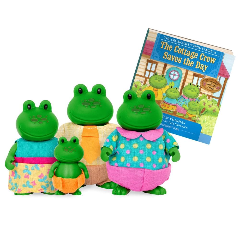 Toy Li`l Woodzeez The Croakalily Frog Family com livro de histórias