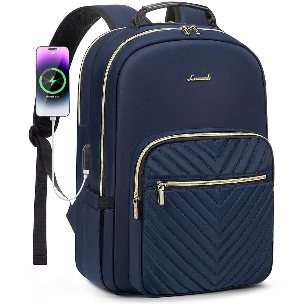 Mochila para laptop LOVEVOOK impermeável para mulheres 15,6” azul marinho