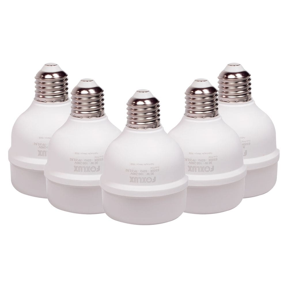 Kit 5 Lâmpada LED 30W Bulbo Alta Potência Biv 6500K Foxlux
