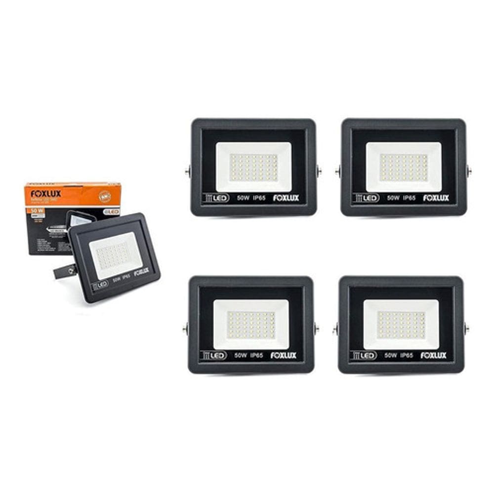 Kit 5 Refletor Led 50w Bivolt, Luz Branca 6.500k Foxlux