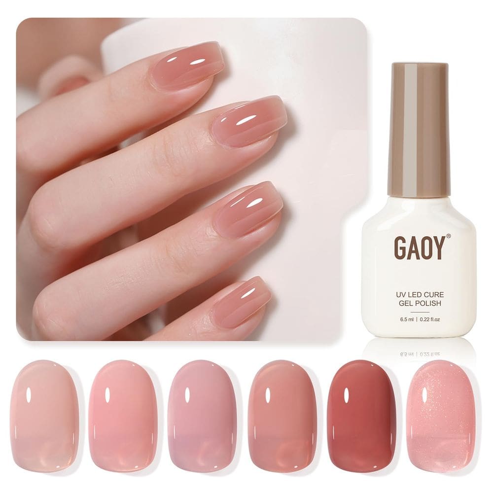 Conjunto de esmaltes GAOY Nude Jelly Gel 6 cores 6,5 ml Salon DIY