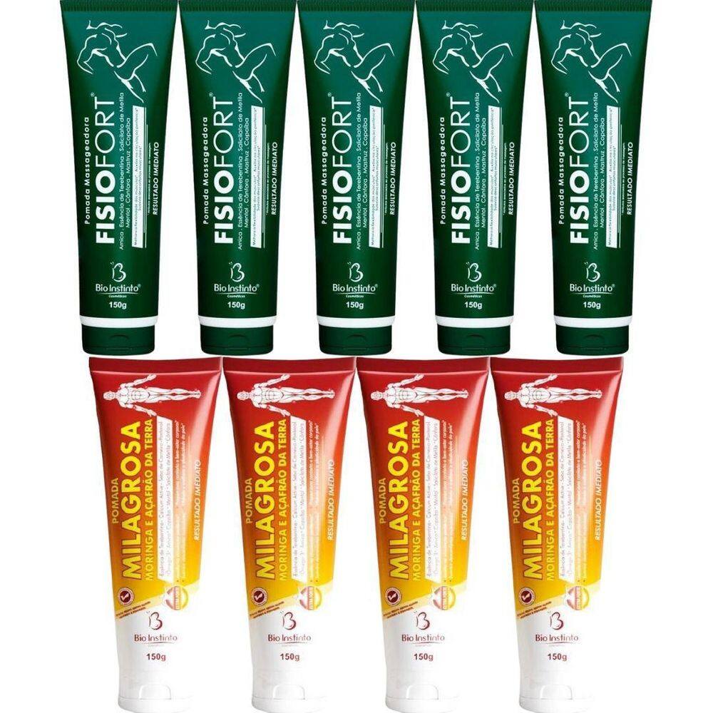Kit 5 Pomada Fisiofort 150G + 4 Pomada Milagrosa 150G
