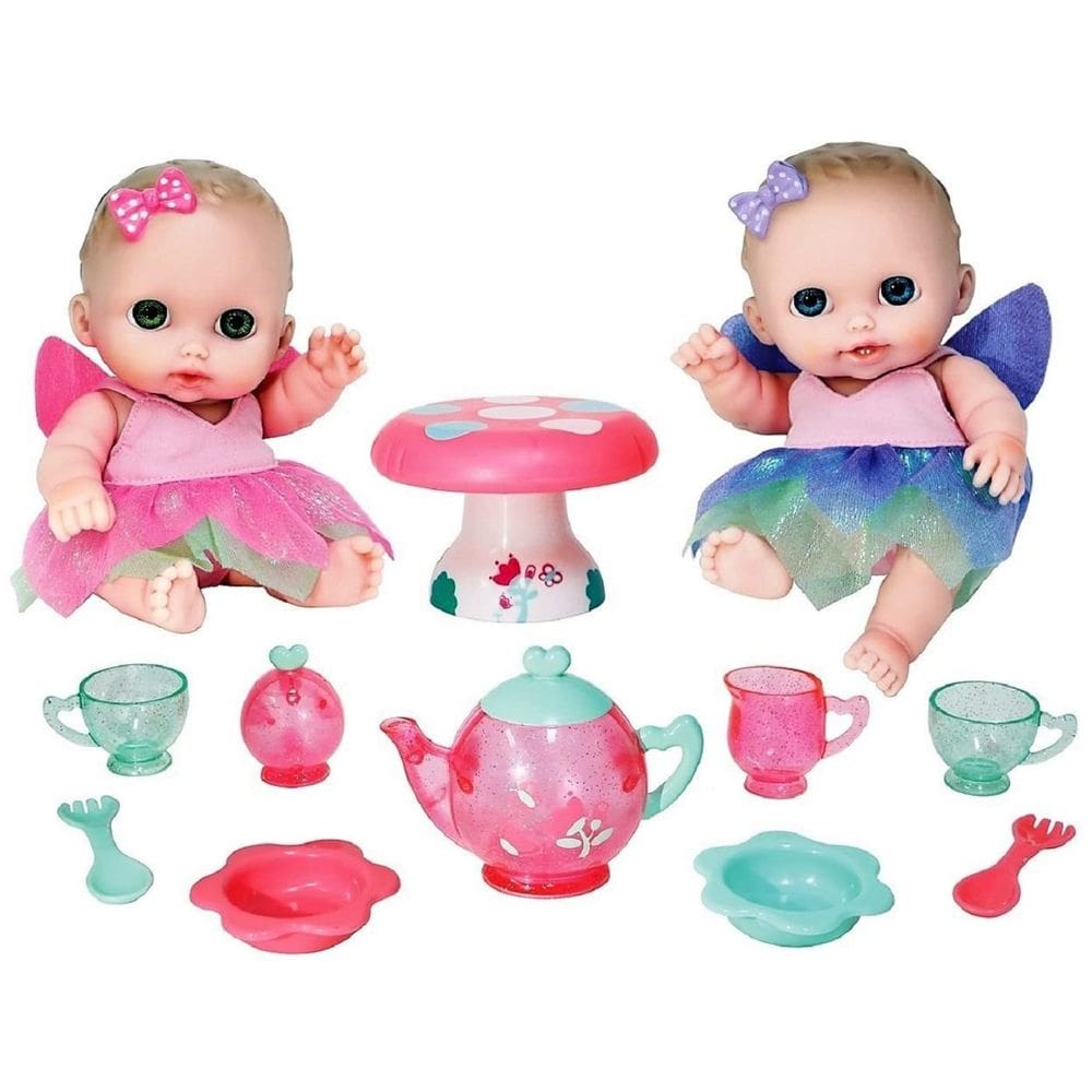 Conjunto Dolls JC Toys Lil Cutesies Twin 8.5, todo em vinil com chá de fadas