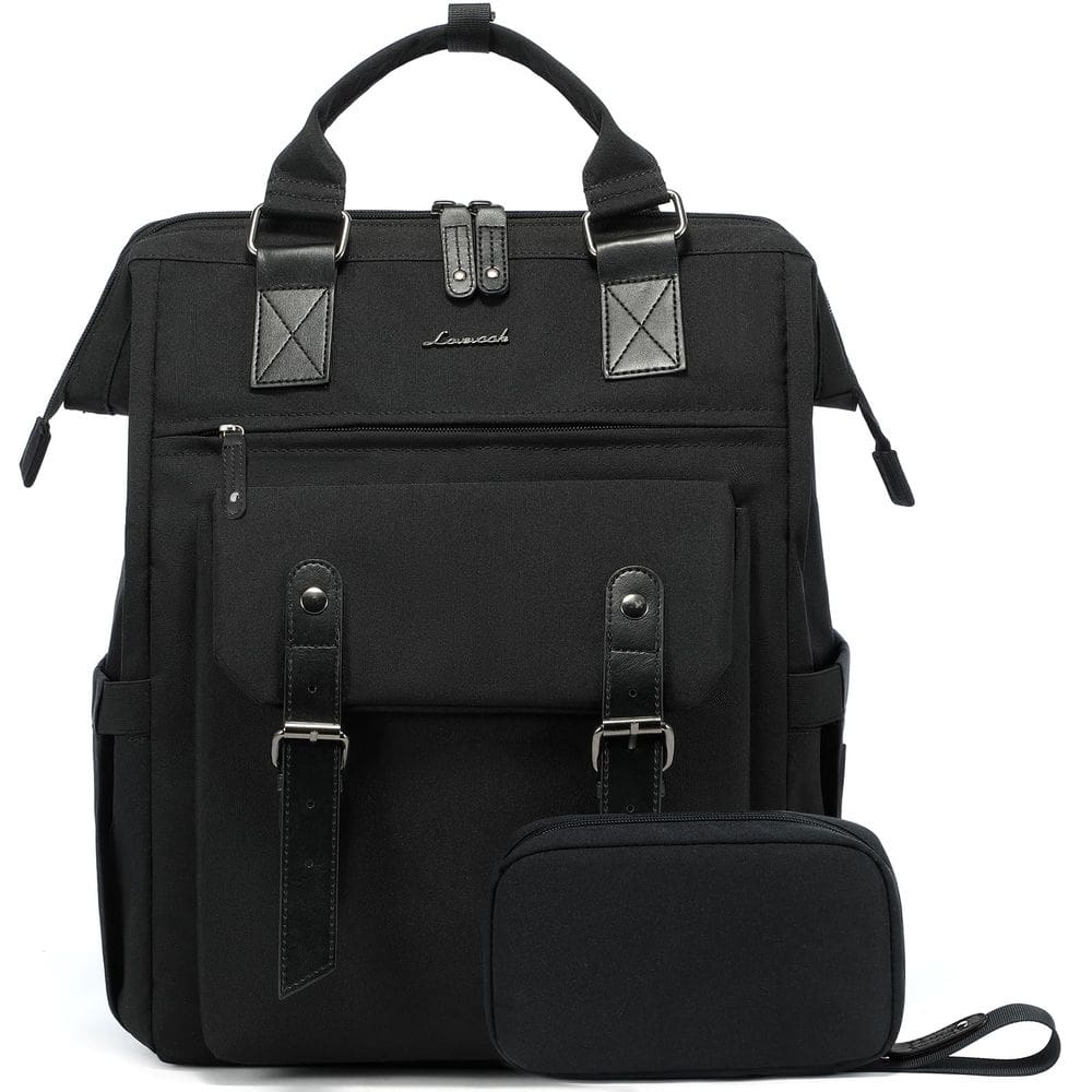 Mochila para laptop LOVEVOOK para mulheres de 15,6”, preta universitária