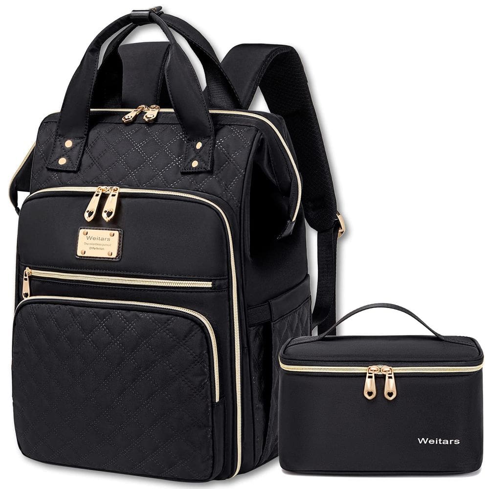 Mochila de almoço Weitars para mulheres com laptop de 15,6” preta