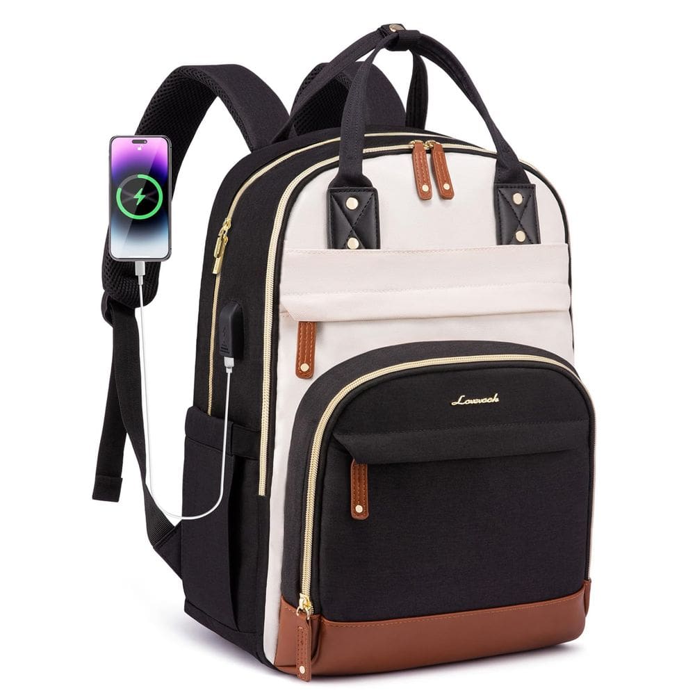 Mochila LOVEVOOK para mulheres, laptop, 18 polegadas, impermeável, bege
