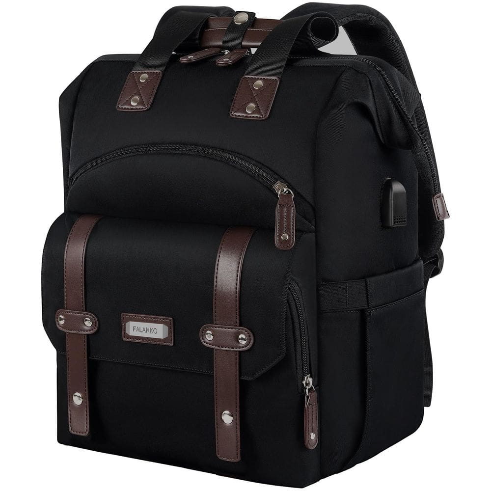 Mochila para laptop FALANKO para mulheres de 15,6” com porta USB preta