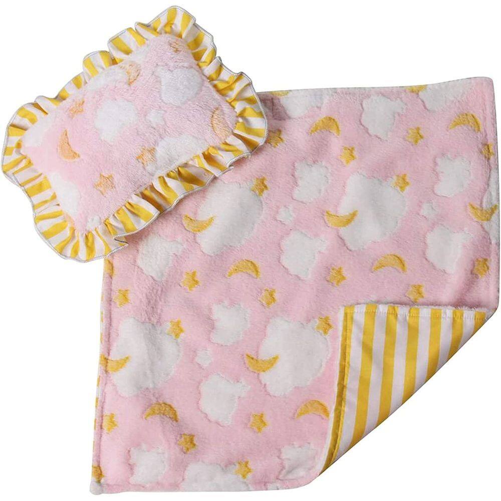 Cobertor e travesseiro para bonecas Baby Whitney Pink Clouds 43x43cm