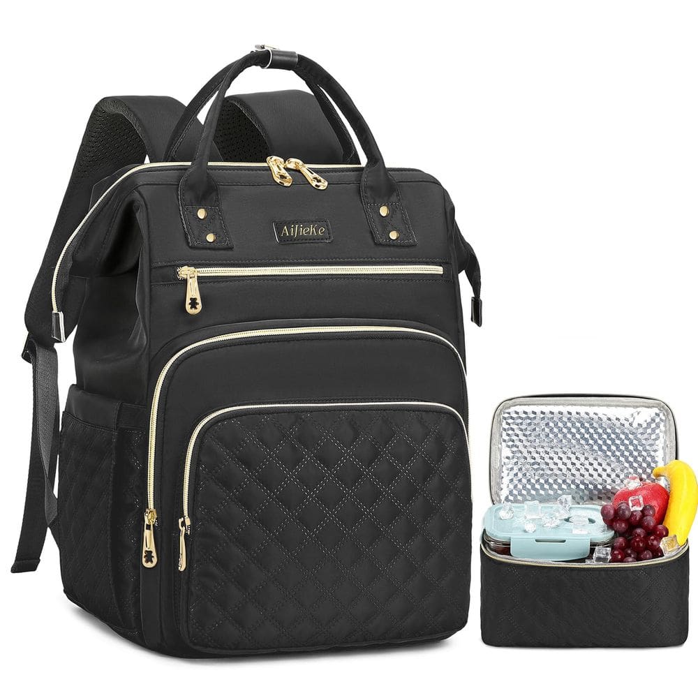 Mochila de almoço AIJIEKE para mulheres com laptop de 15,6” e bolsa térmica