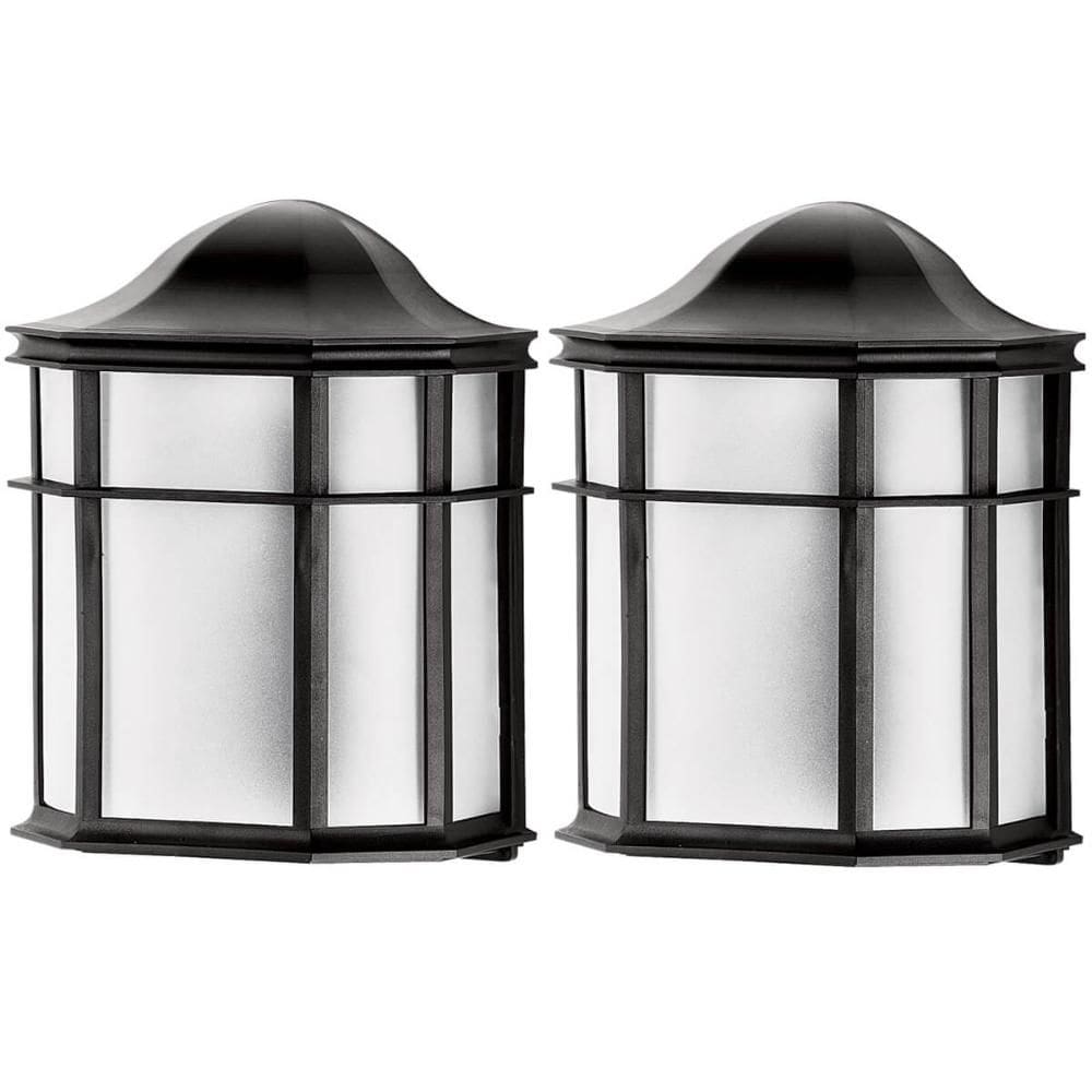 2 Luminárias de Parede Pretas Arandelas 25cm Lente Fosca De