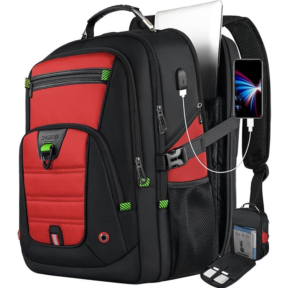 Mochila para laptop Z-MGKISS 52L Extra Large 17.3” vermelha com USB