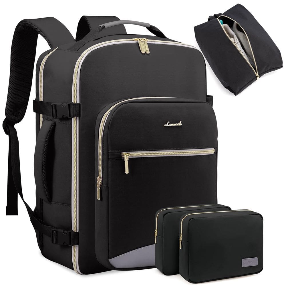 Mochila de viagem para laptop LOVEVOOK 50L impermeável 46 cm preta