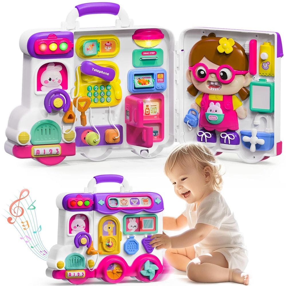 Montessori Busy Board VOILBTOY Menina de 1 a 2 anos com música