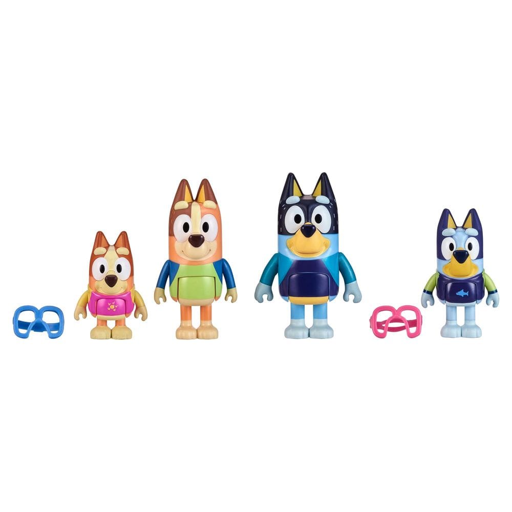 Pacote com 4 bonecos Bluey Family Beach Day com Bingo, Bandit & Chilli