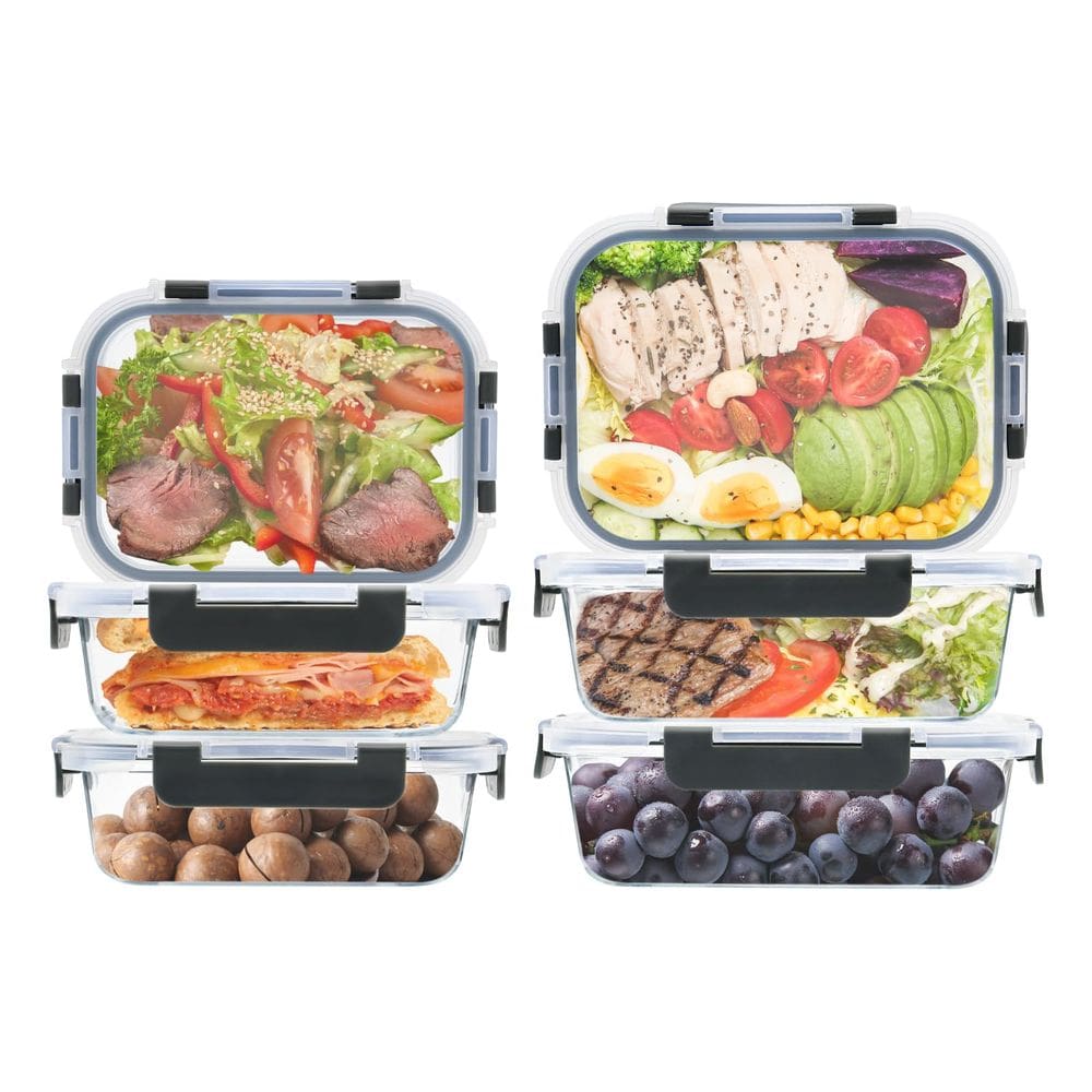 Recipientes de vidro para preparação de refeições GULFLIN, pacote com 6, 800 ml/1200 ml
